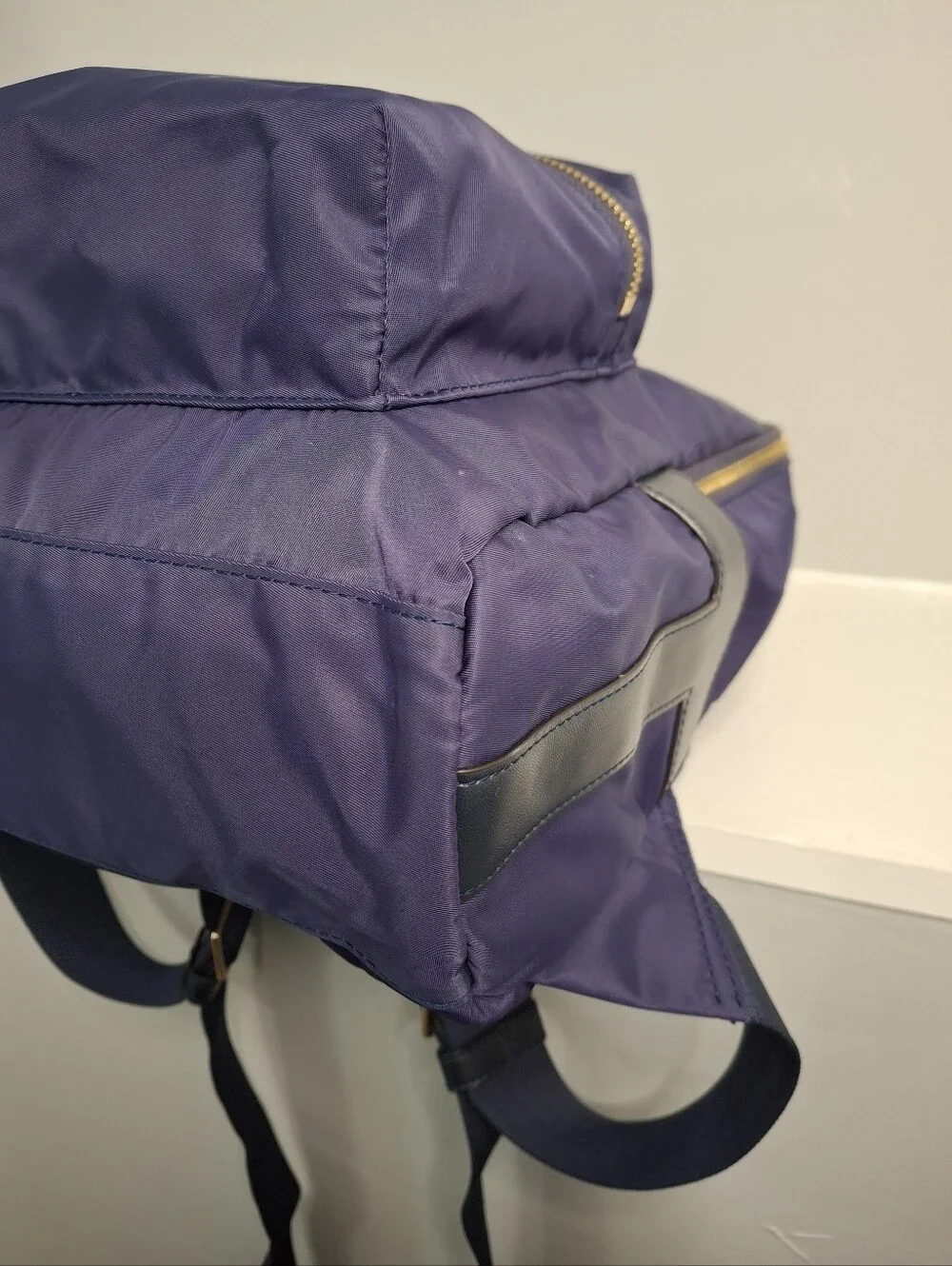 Tory Burch Virginia Navy Nylon Mini Backpack Gold Hardware EUC - Picture 6 of 8